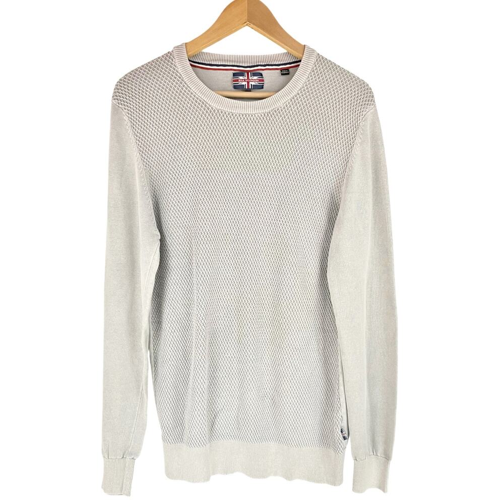SOUL OF LONDON Men's Cotton Textured Knit Thin Sweater Light Gray Slim Fit Sz XL